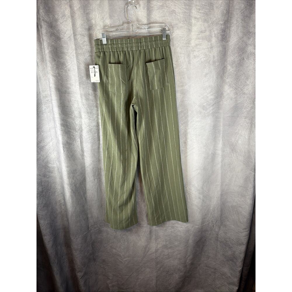 Ruby & Wren Drawstring Wide Leg Pants in Green & White Stripe Size S Nordstrom - Picture 7 of 9